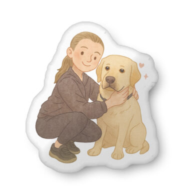 Custom-Shaped Pet Pillow – Storybook Illustration Style