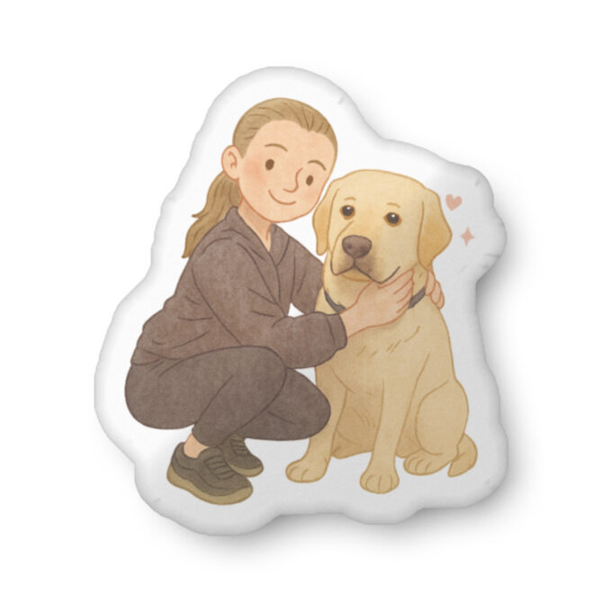 Custom-Shaped Pet Pillow – Storybook Illustration Style