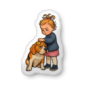 Custom Caricature Pet Pillow – Comic Style Cutout Design
