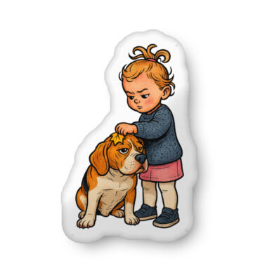 Custom Caricature Pet Pillow – Comic Style Cutout Design