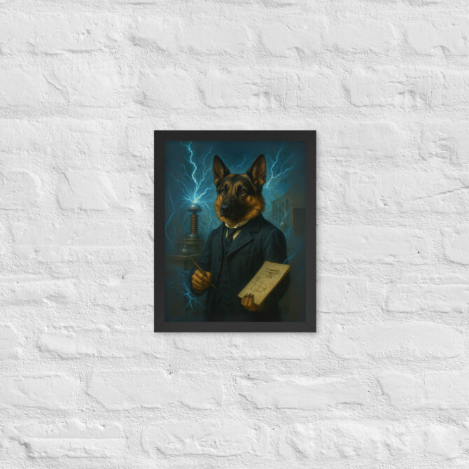 Custom Nikola Tesla Pet Portrait – Framed Poster Print - Image 2