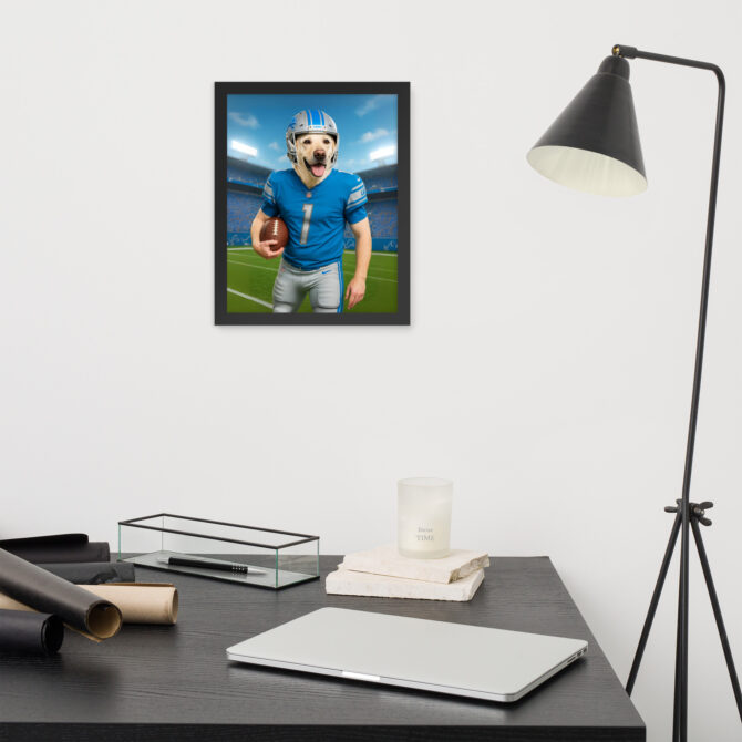 Custom Detroit Lions Pet Portrait – Framed Football Poster - Image 2