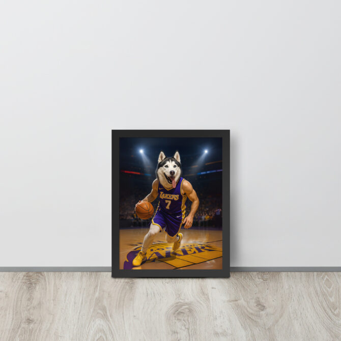Custom Los Angeles Lakers Pet Basketball Poster – Framed - Image 2