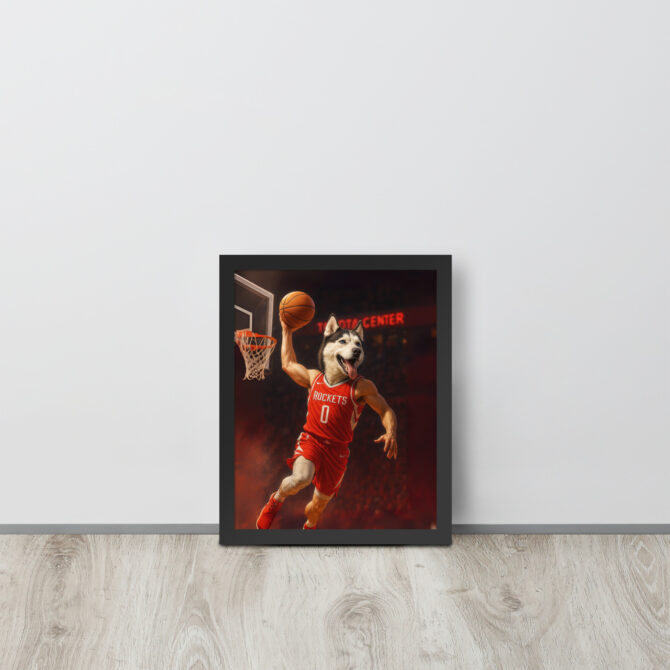 Houston Rockets Custom Pet Basketball Poster – Framed Art