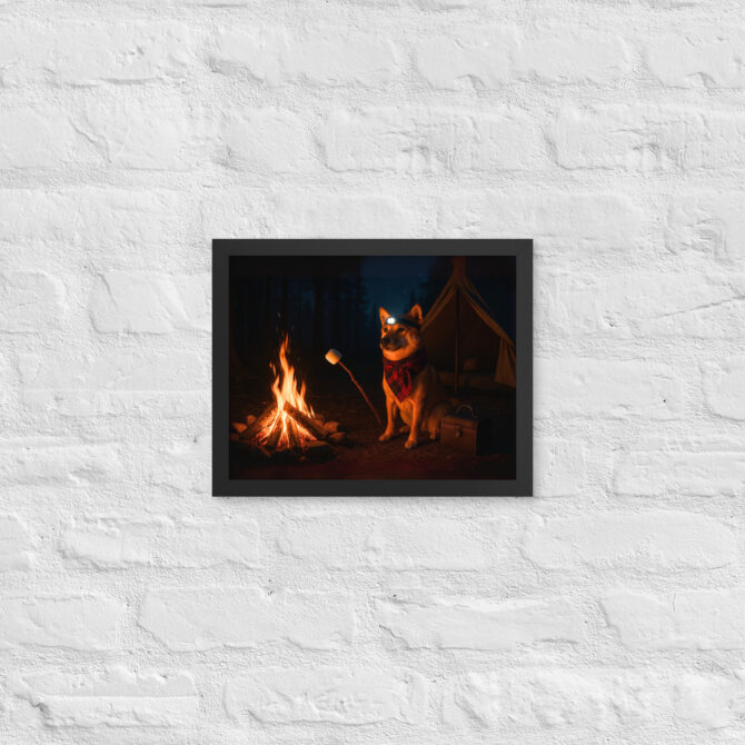 Custom Camping Pet Portrait – Campfire Companion Framed Poster - Image 2