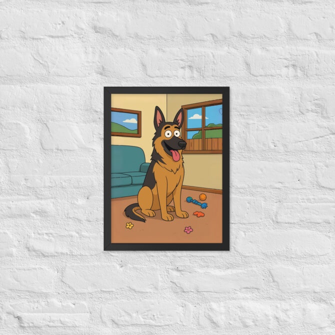 Custom Living Room Pet Cartoon – Framed Poster (Family Style) - Image 2