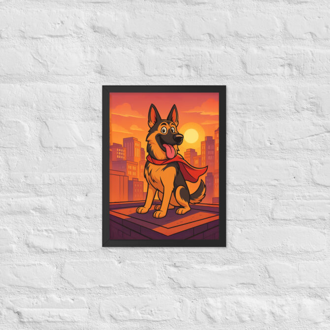 Cartoon Pet Superhero Poster – Custom Framed Pet Portrait in City Comic Style - Image 2