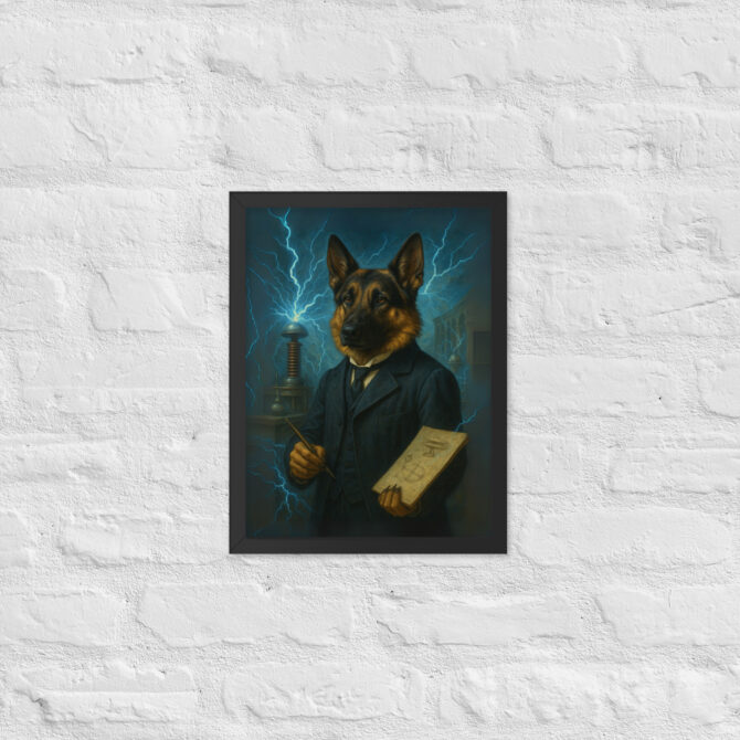 Custom Nikola Tesla Pet Portrait – Framed Poster Print