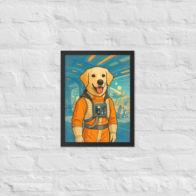 Rebel Pilot Hero – Custom Star Wars-Inspired Pet Portrait (Framed Poster)