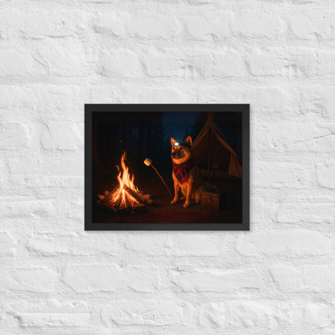 Custom Camping Pet Portrait – Campfire Companion Framed Poster - Image 3