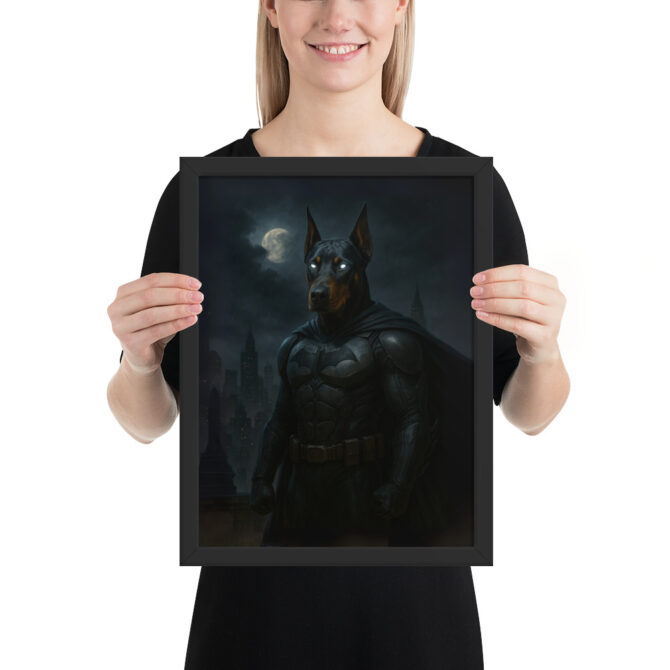 The Bark Knight – Custom Superhero Pet Portrait (Framed Poster) - Image 2