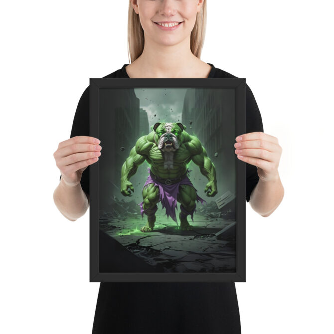 The Incredibull – Custom Superhero Pet Portrait Framed Poster - Image 2