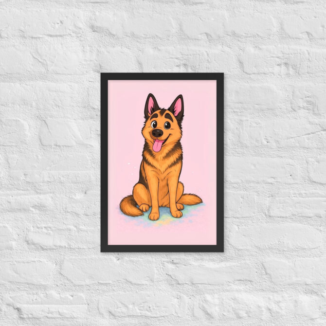 Minimalist Cartoon Family Portrait – Pastel Style (Framed Poster) - Image 3