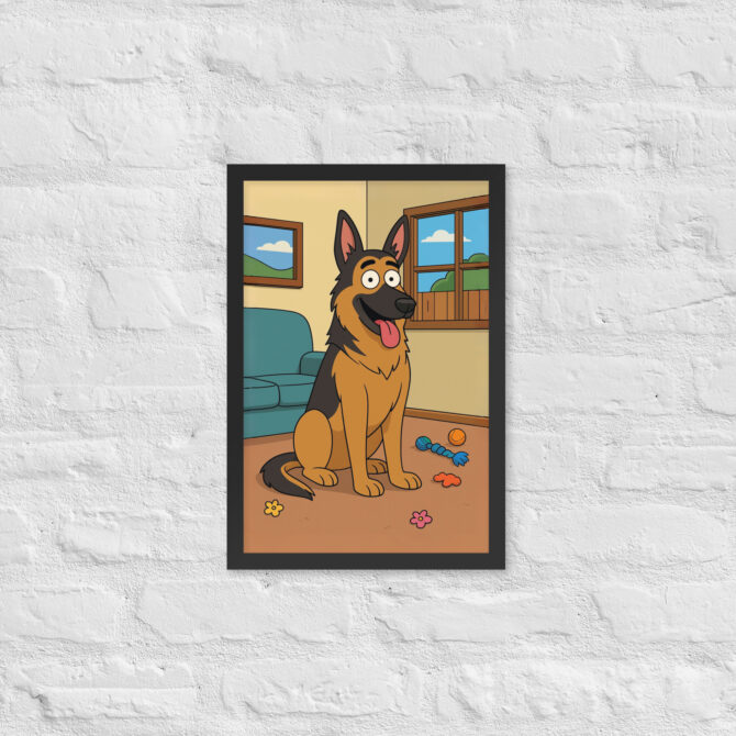 Custom Living Room Pet Cartoon – Framed Poster (Family Style) - Image 3