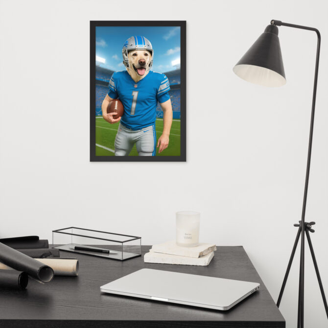 Custom Detroit Lions Pet Portrait – Framed Football Poster - Image 3