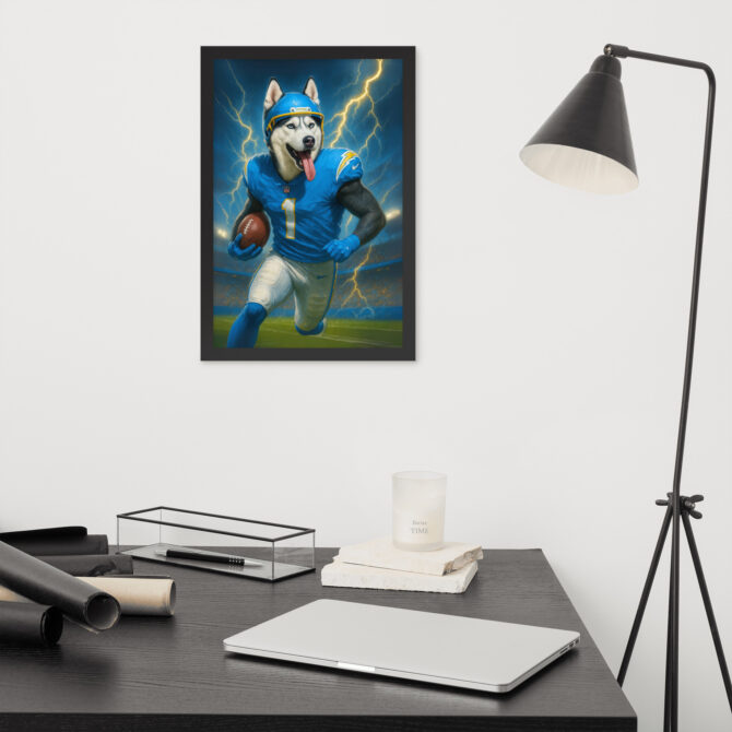Custom Los Angeles Chargers Pet Portrait – Framed Poster - Image 3