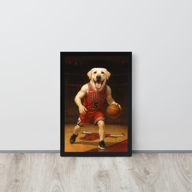Chicago Bulls Custom Pet Basketball Poster – Framed NBA Art - Image 2