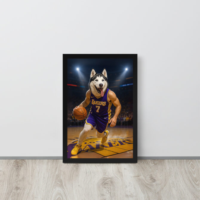 Custom Los Angeles Lakers Pet Basketball Poster – Framed - Image 3
