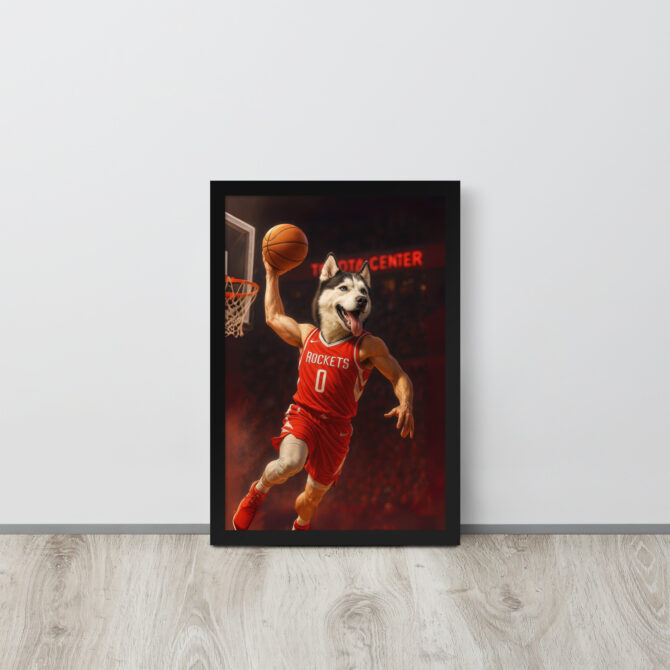 Houston Rockets Custom Pet Basketball Poster – Framed Art - Image 2