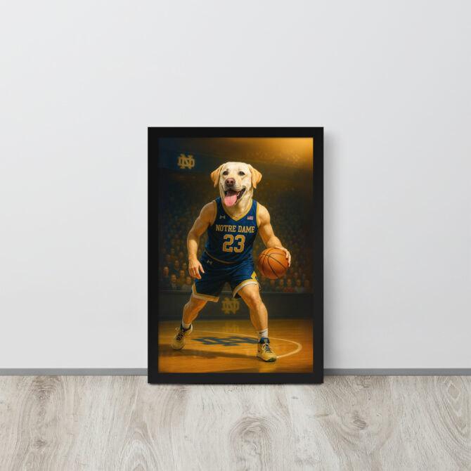 Notre Dame Pet Basketball Poster – Custom Framed Artwork - Image 3