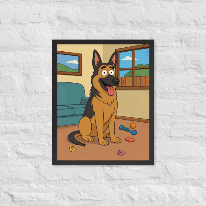Custom Living Room Pet Cartoon – Framed Poster (Family Style) - Image 4