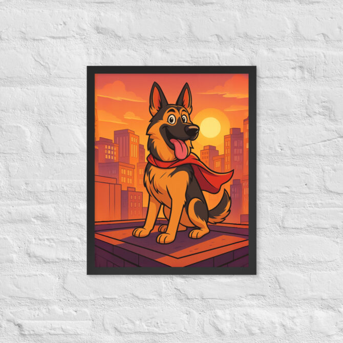Cartoon Pet Superhero Poster – Custom Framed Pet Portrait in City Comic Style - Image 4