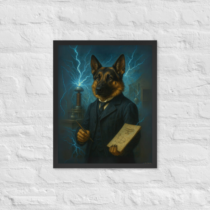 Custom Nikola Tesla Pet Portrait – Framed Poster Print - Image 3