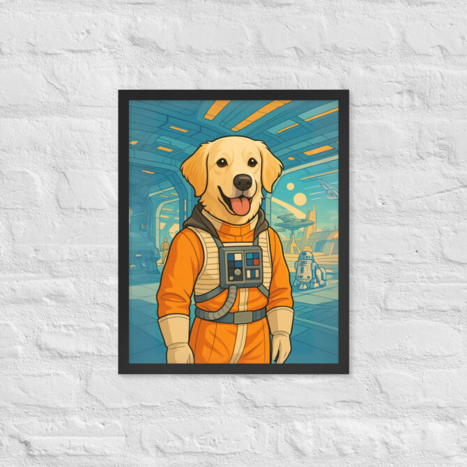 Rebel Pilot Hero – Custom Star Wars-Inspired Pet Portrait (Framed Poster) - Image 3