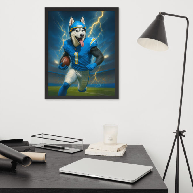 Custom Los Angeles Chargers Pet Portrait – Framed Poster - Image 4