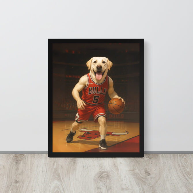 Chicago Bulls Custom Pet Basketball Poster – Framed NBA Art - Image 3