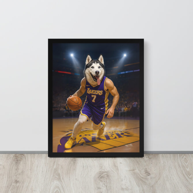 Custom Los Angeles Lakers Pet Basketball Poster – Framed - Image 4