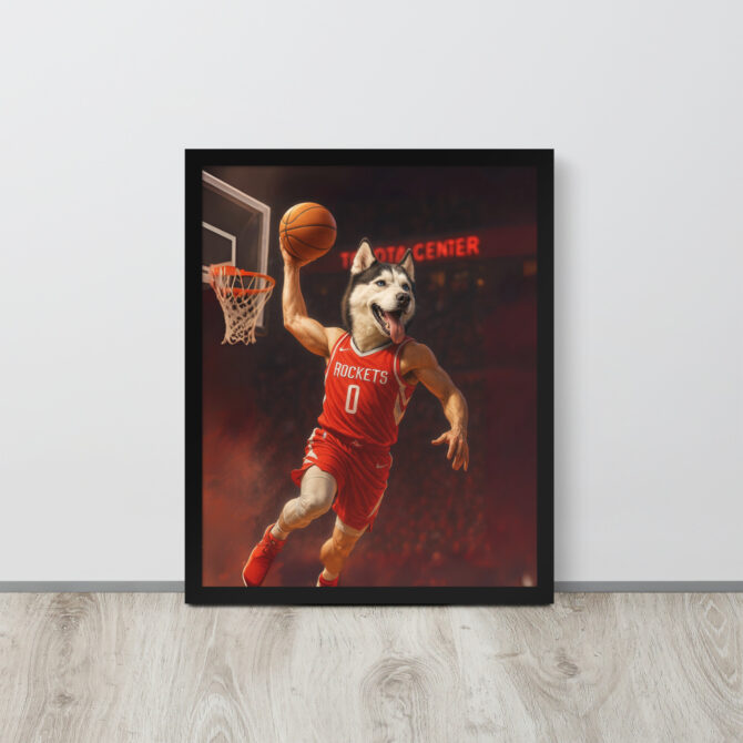Houston Rockets Custom Pet Basketball Poster – Framed Art - Image 3