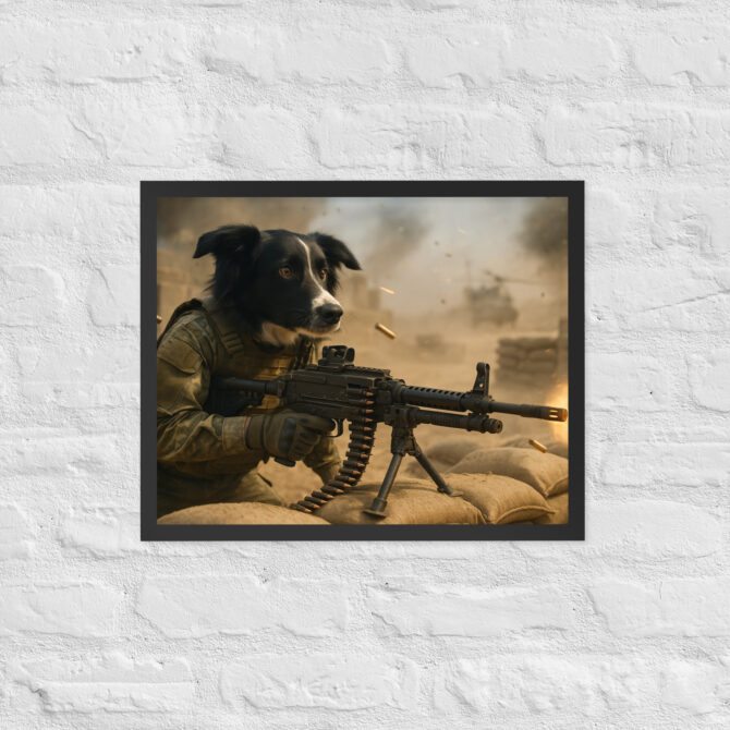 Machine Gun Defender Dog – Custom Military Pet Poster