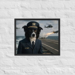 Navy Pet Portrait – Battleship Commander Custom Poster
