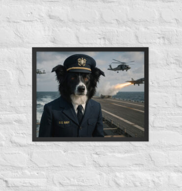 Navy Pet Portrait – Battleship Commander Custom Poster