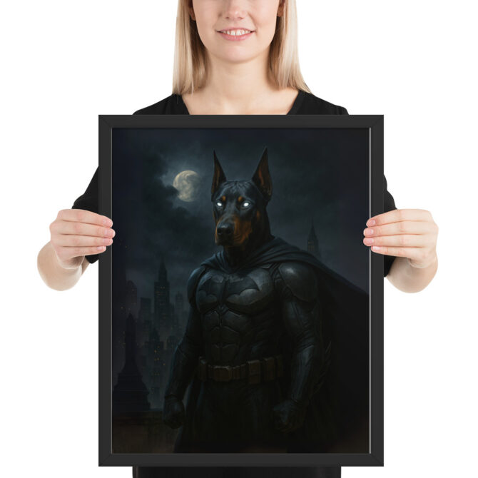 The Bark Knight – Custom Superhero Pet Portrait (Framed Poster) - Image 3