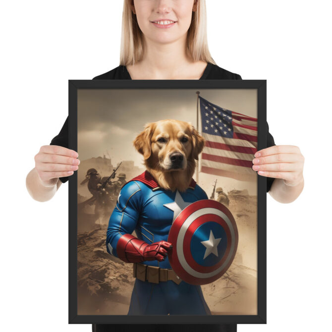 Captain AmeriCanine – Custom Superhero Pet Portrait Framed Poster - Image 3