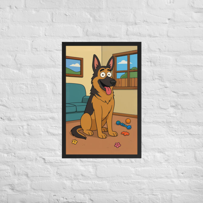 Custom Living Room Pet Cartoon – Framed Poster (Family Style) - Image 6