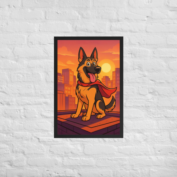 Cartoon Pet Superhero Poster – Custom Framed Pet Portrait in City Comic Style - Image 6