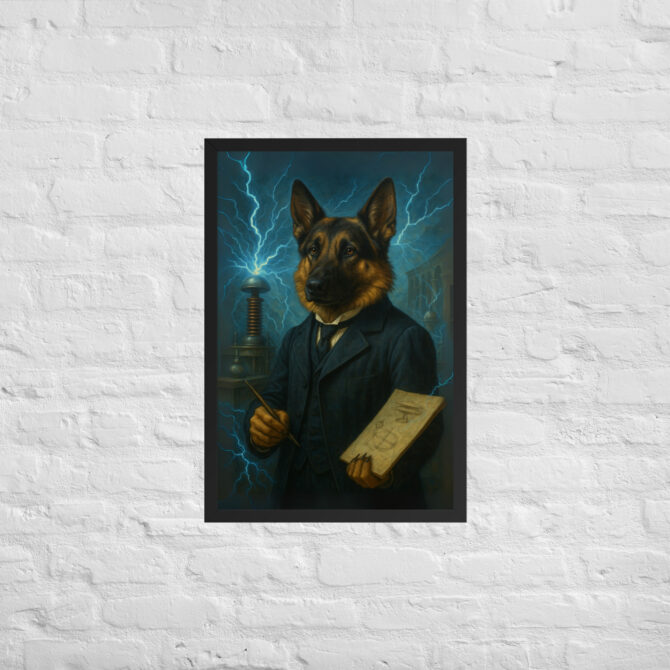 Custom Nikola Tesla Pet Portrait – Framed Poster Print - Image 4