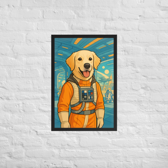 Rebel Pilot Hero – Custom Star Wars-Inspired Pet Portrait (Framed Poster) - Image 4