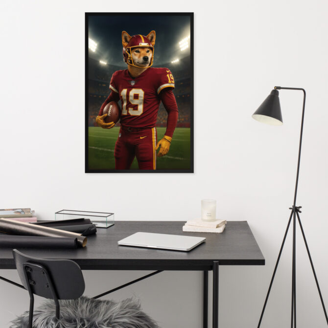Custom Washington Commanders Pet Portrait Poster – Framed Artwork