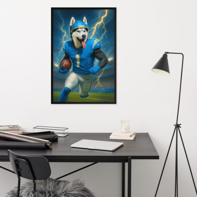 Custom Los Angeles Chargers Pet Portrait – Framed Poster - Image 5