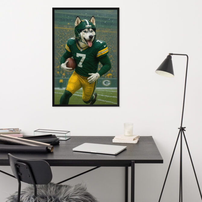 Custom Green Bay Packers Pet Portrait – Framed Poster