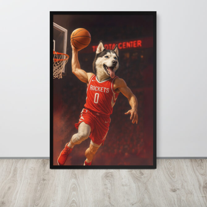 Houston Rockets Custom Pet Basketball Poster – Framed Art - Image 4
