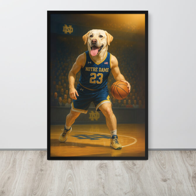 Notre Dame Pet Basketball Poster – Custom Framed Artwork - Image 5