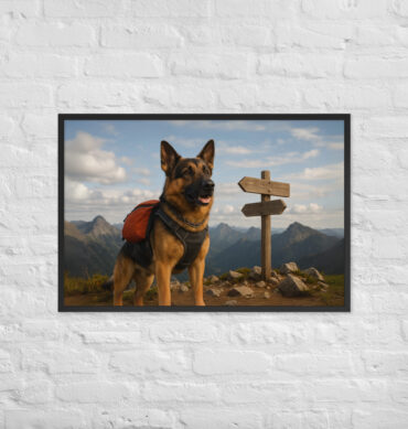 Custom Hiking Pet Portrait – Mountain Summit Victory Poster