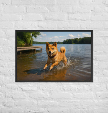 Swimming Lake Pet Portrait – Splash Champion Poster