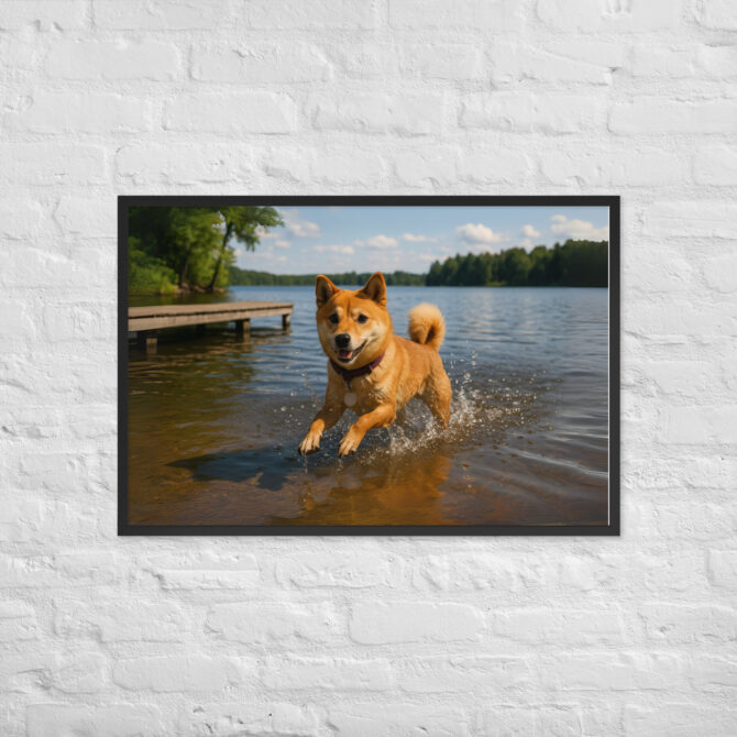 Swimming Lake Pet Portrait – Splash Champion Poster