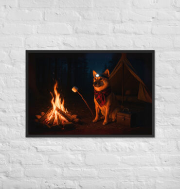 Custom Camping Pet Portrait – Campfire Companion Framed Poster